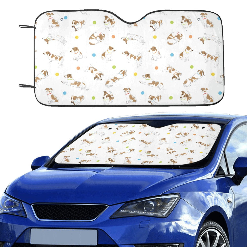 Russell Terriers With Balls Print Design LKS307 Car front Windshield Sun Shade