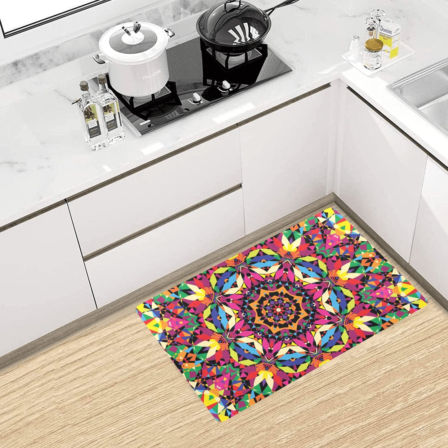 Kaleidoscope Pattern Print Design 02 Kitchen Mat
