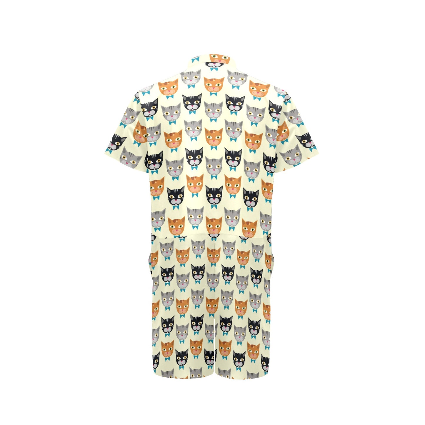 Cat Pattern Print Design 05 Men's Romper