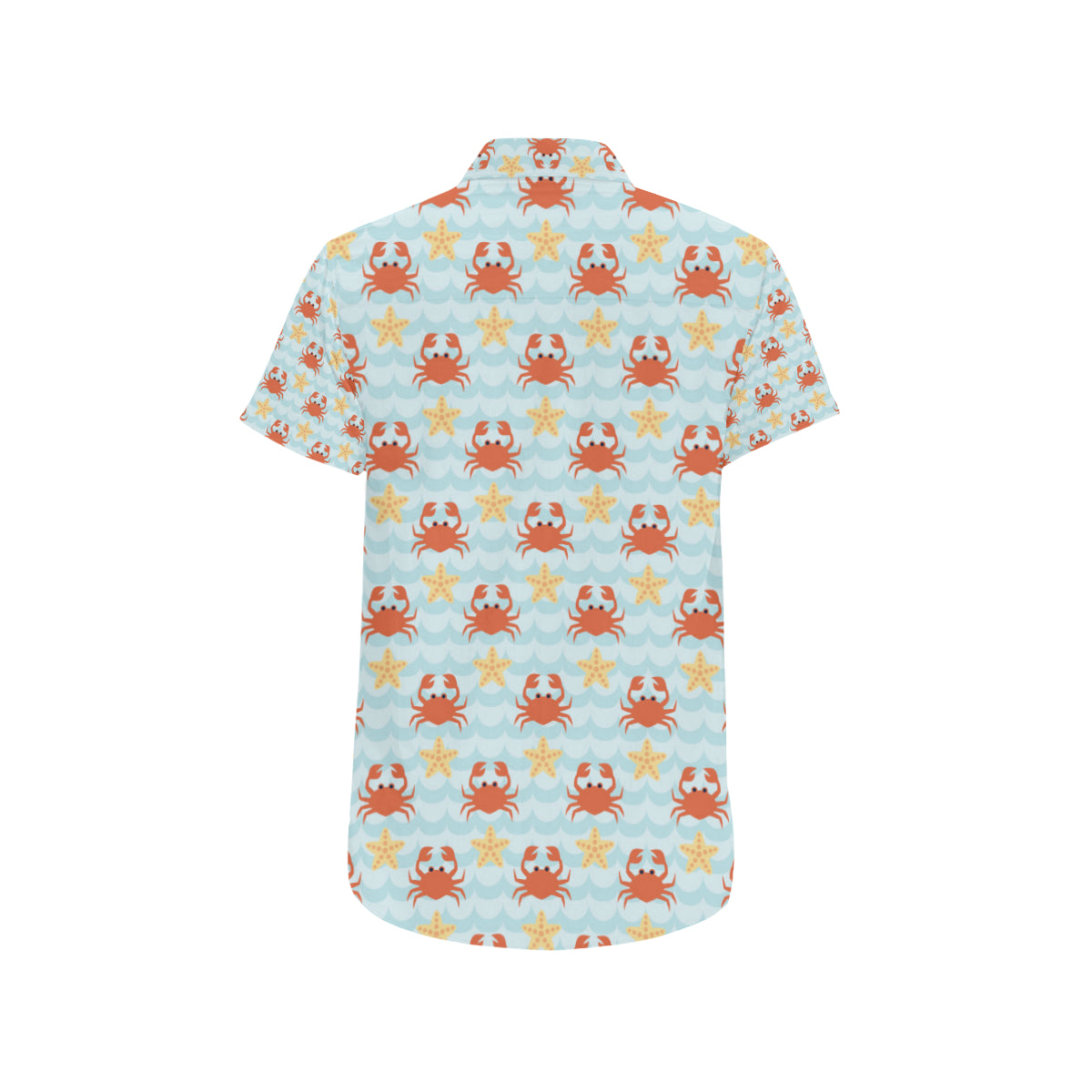 Crab Pattern Print Design 03 Men's Short Sleeve Button Up Shirt
