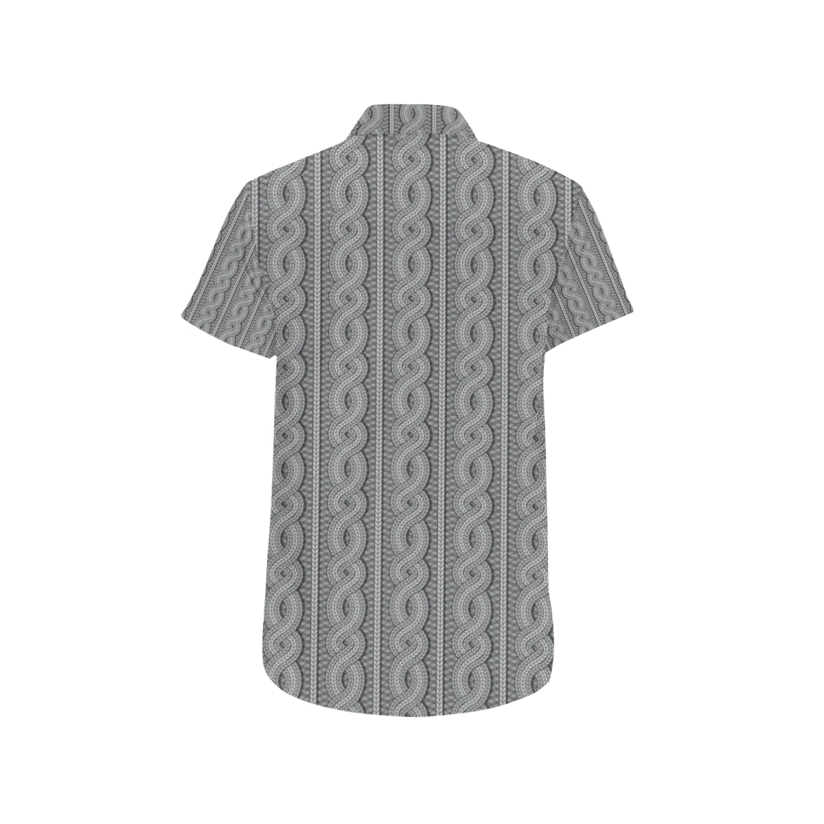Cable Knit Pattern Print Design 01 Men's Short Sleeve Button Up Shirt