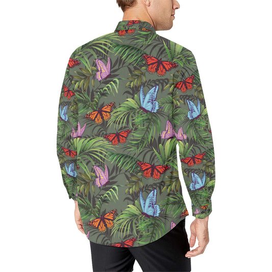 Monarch Butterfly Pattern Print Design 04 Men's Long Sleeve Shirt
