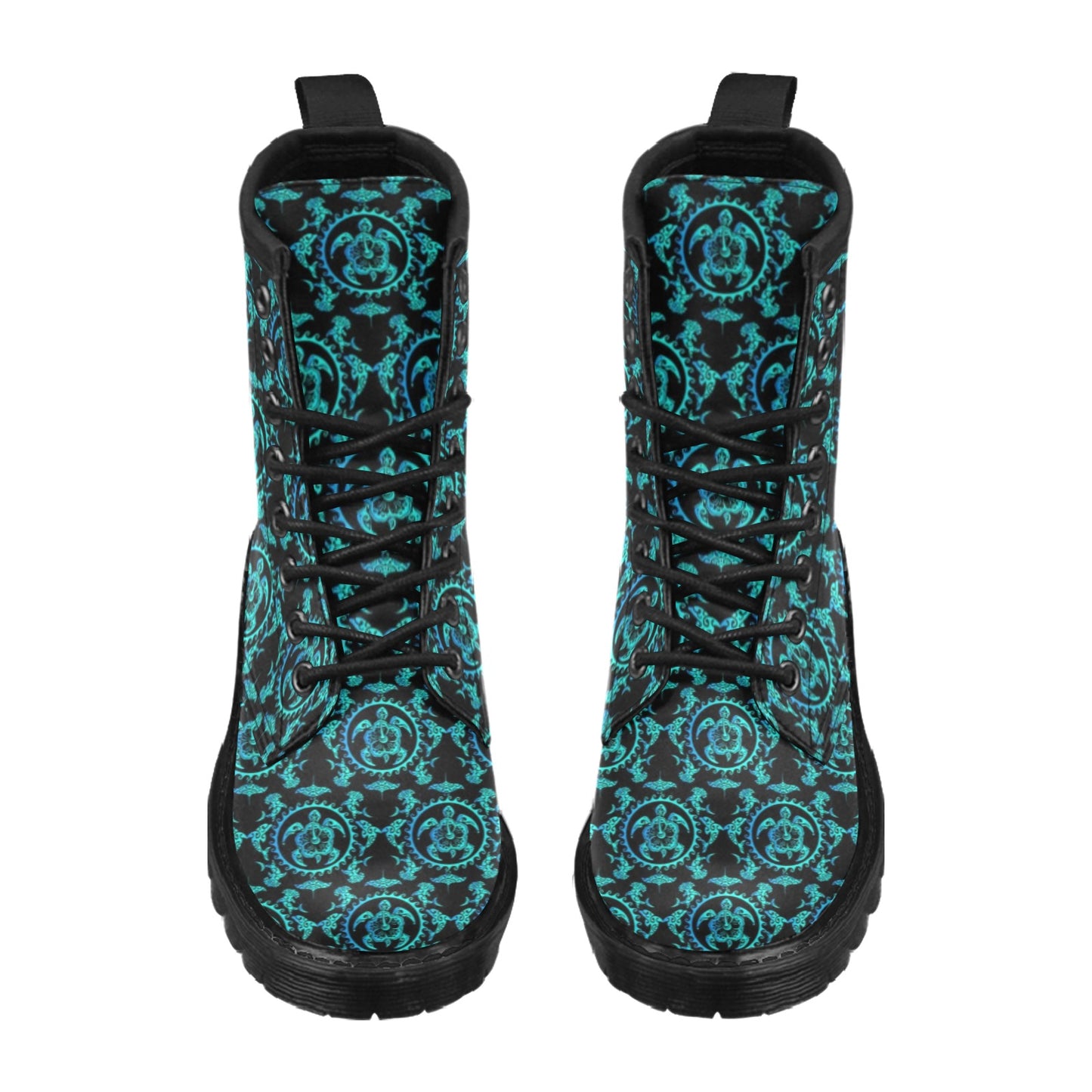 turquoise Tribal Sea Turtle Hawaiian Women's Boots