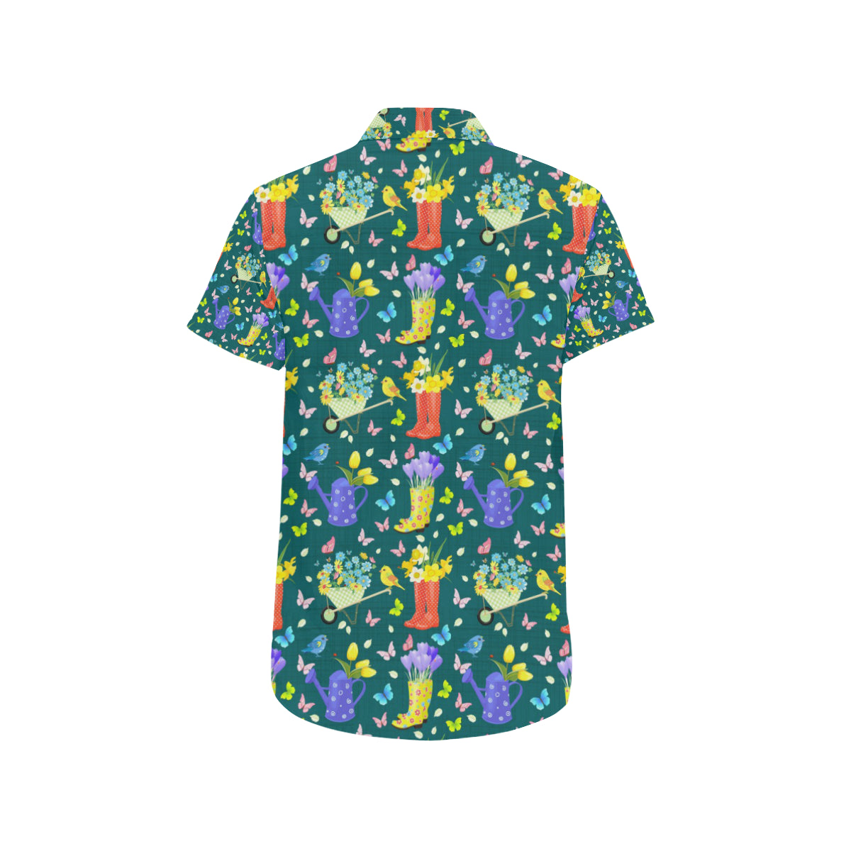 Gardening Pattern Print Design G08 Men's Short Sleeve Button Up Shirt