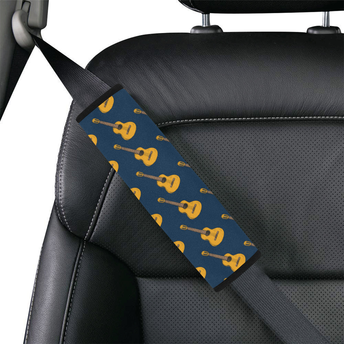 Acoustic Guitar Pattern Print Design 04 Car Seat Belt Cover
