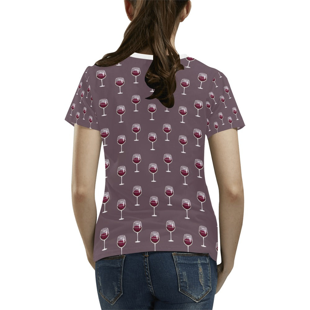 Wine Glass Pattern Print Design LKS305 Women's T-shirt