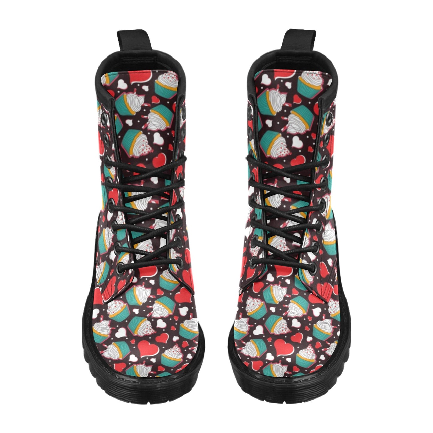 Cupcakes Heart Print Pattern Women's Boots