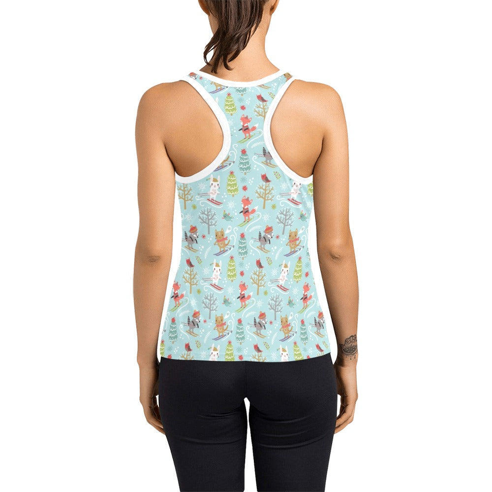 Ski Fox Cute Print Design LKS303 Women's Racerback Tank Top