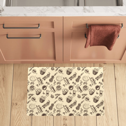Coffee Pattern Print Design 05 Kitchen Mat