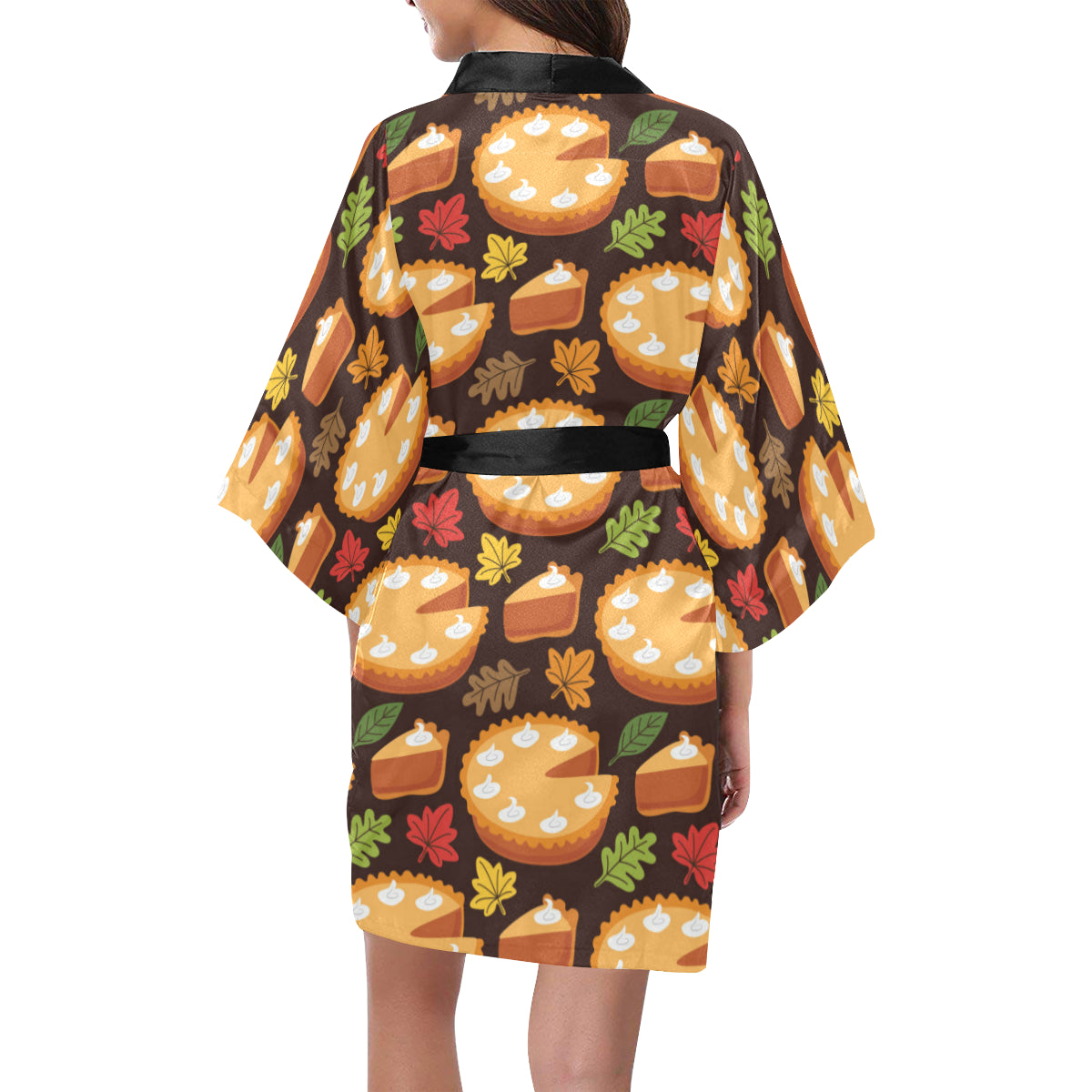 Pie Pattern Print Design A03 Women's Short Kimono