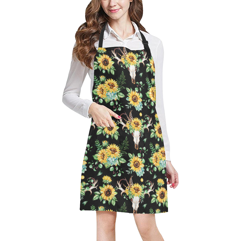 Sunflower Pattern Print Design SF08 Apron with Pocket