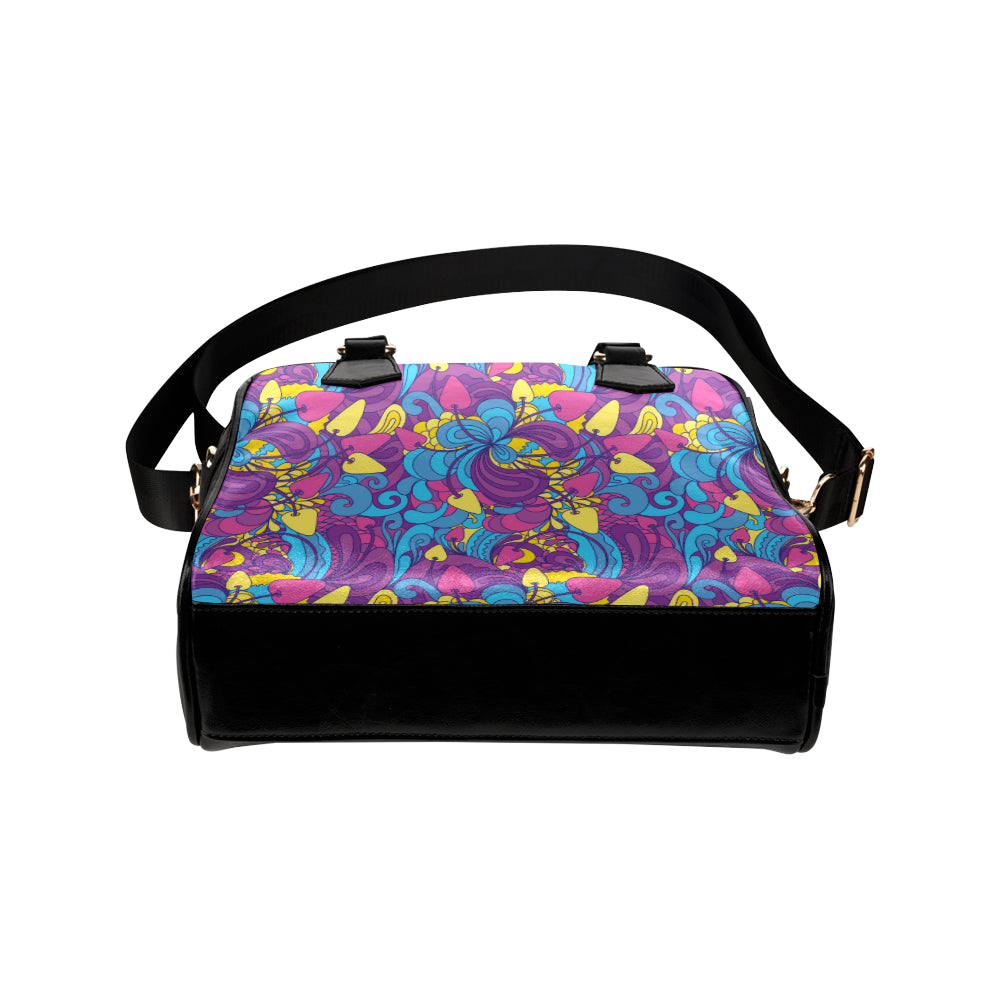 Psychedelic Mushroom Pattern Print Design A03 Shoulder Handbag