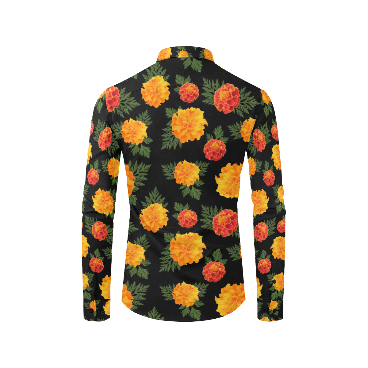 Marigold Pattern Print Design MR05 Men's Long Sleeve Shirt