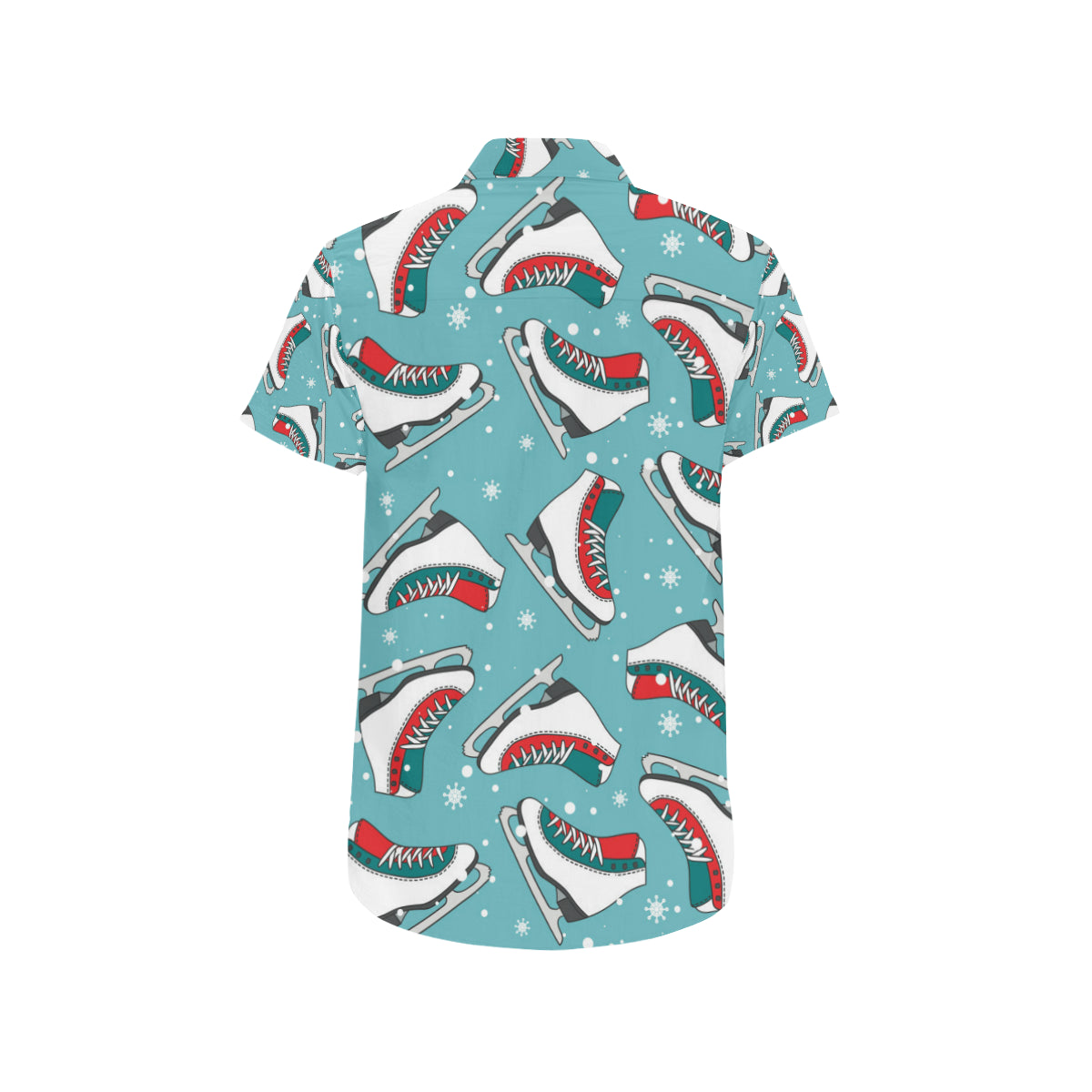 Ice Skate Pattern Print Design 03 Men's Short Sleeve Button Up Shirt