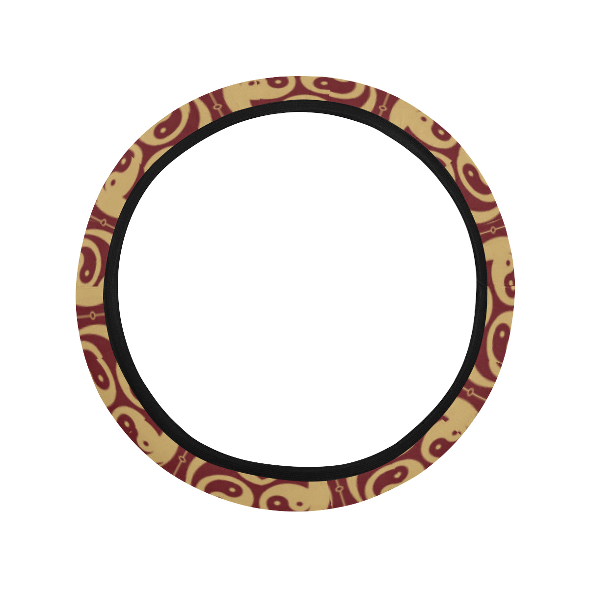 Yin Yang Style Pattern Design Print Steering Wheel Cover with Elastic Edge
