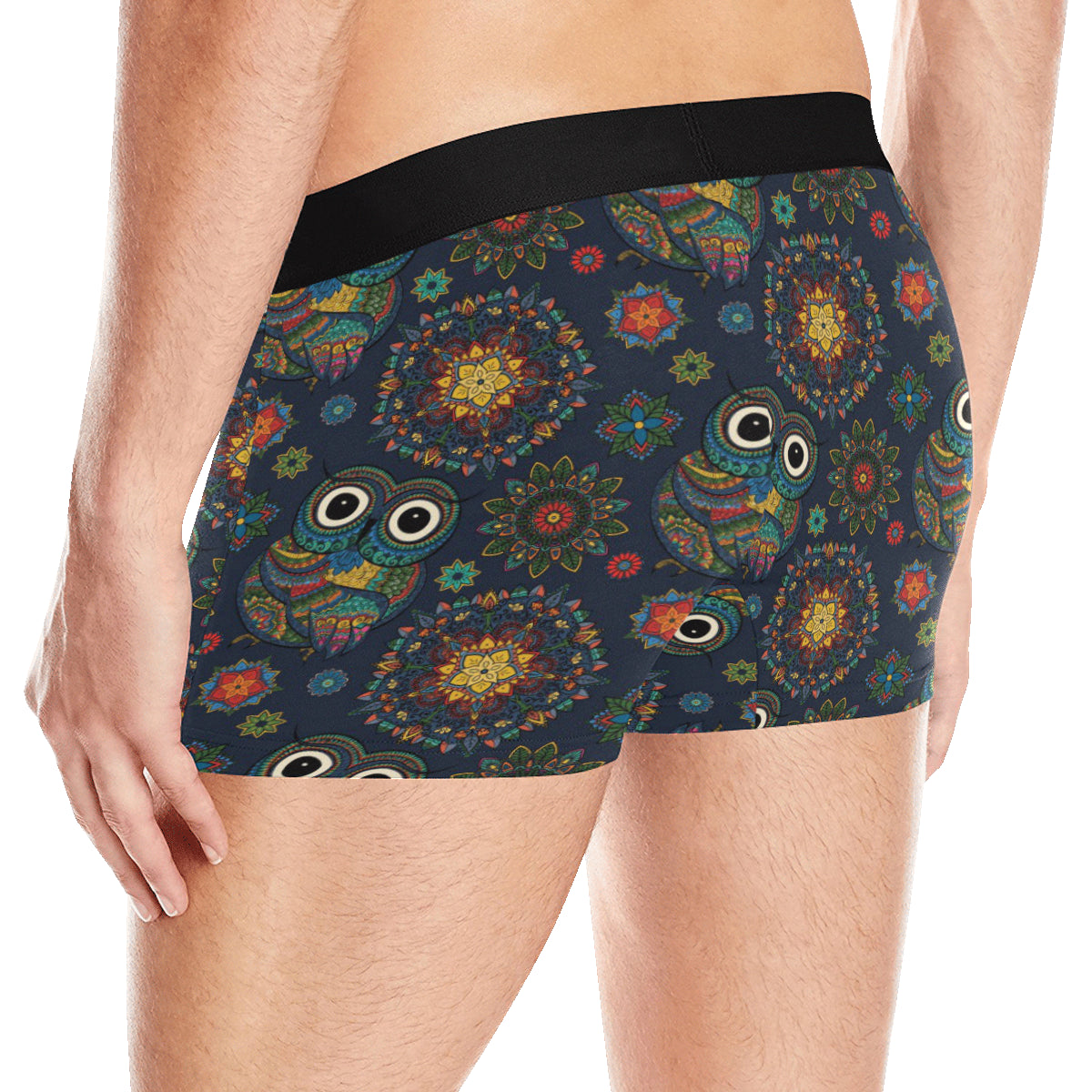 Owl Boho Style Pattern Print Design A04 Men's Boxer Briefs