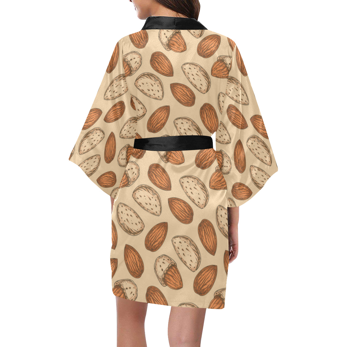 Almond Pattern Print Design 04 Women's Short Kimono