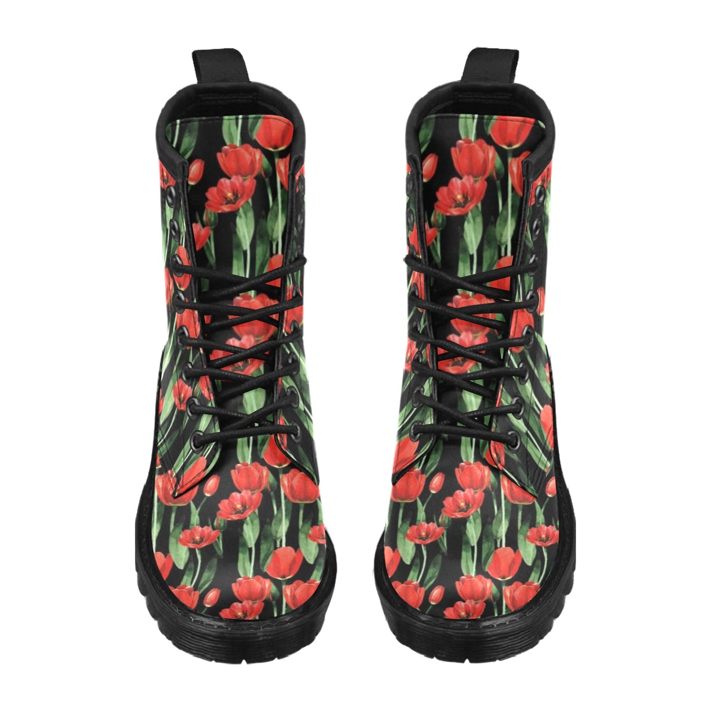 Tulip Red Pattern Print Design TP03 Women's Boots