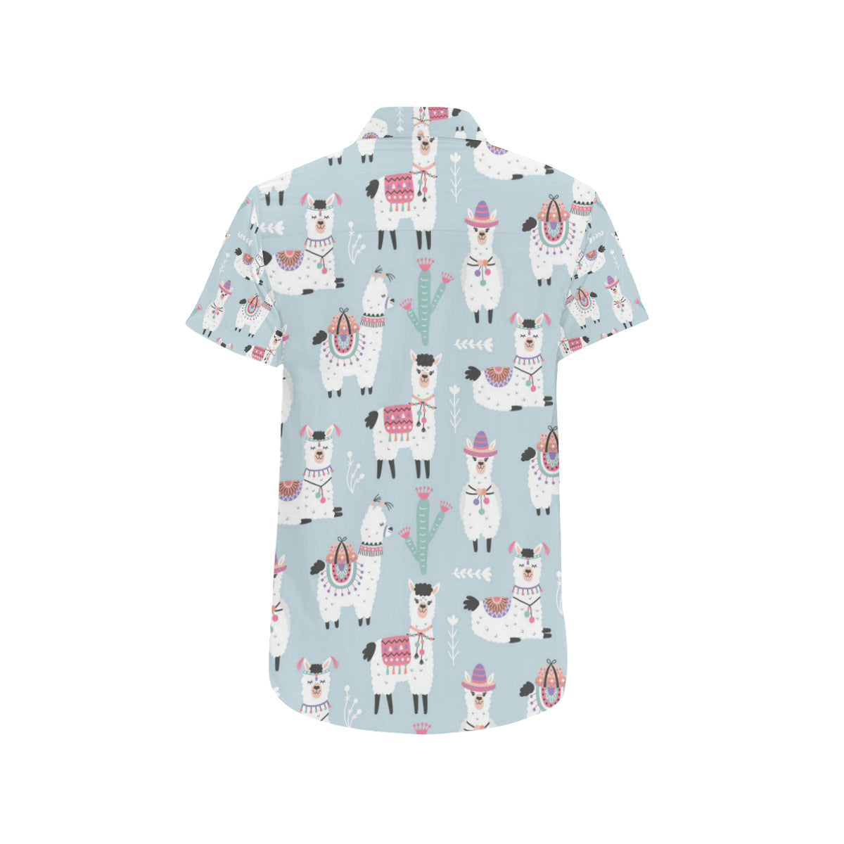 Llama Pattern Print Design 04 Men's Short Sleeve Button Up Shirt