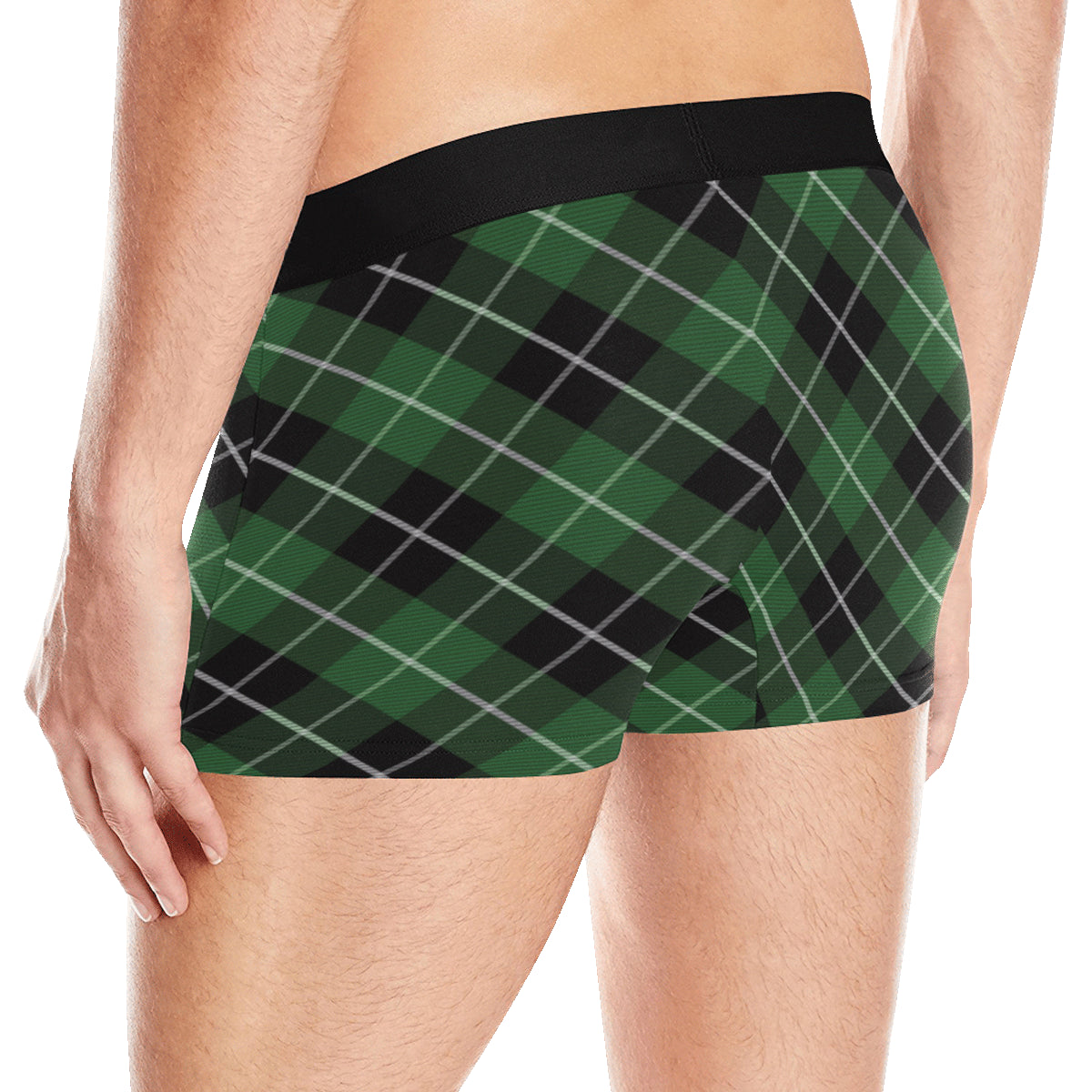 Plaid Green Pattern Print Design A05 Men's Boxer Briefs