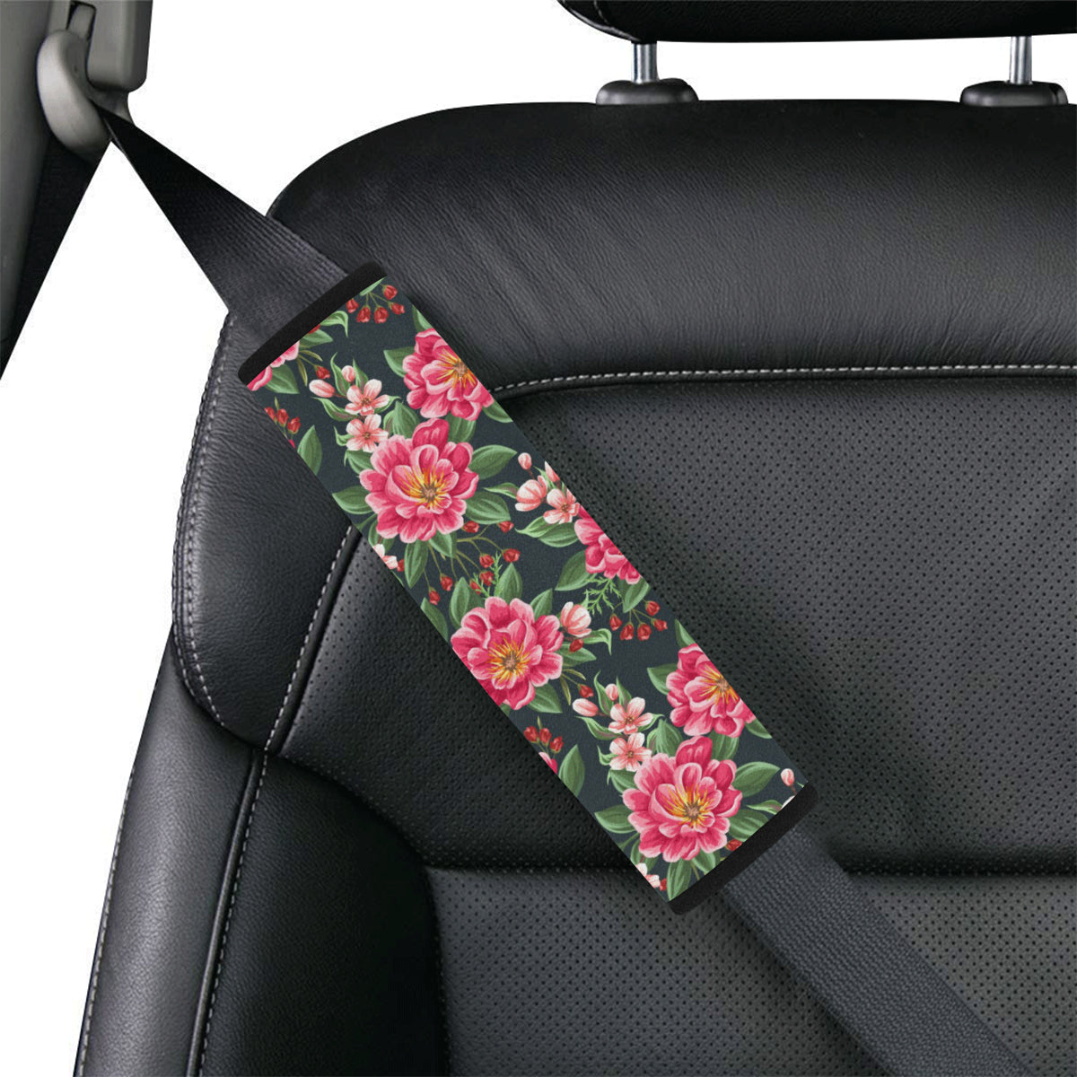 Summer Floral Pattern Print Design SF06 Car Seat Belt Cover