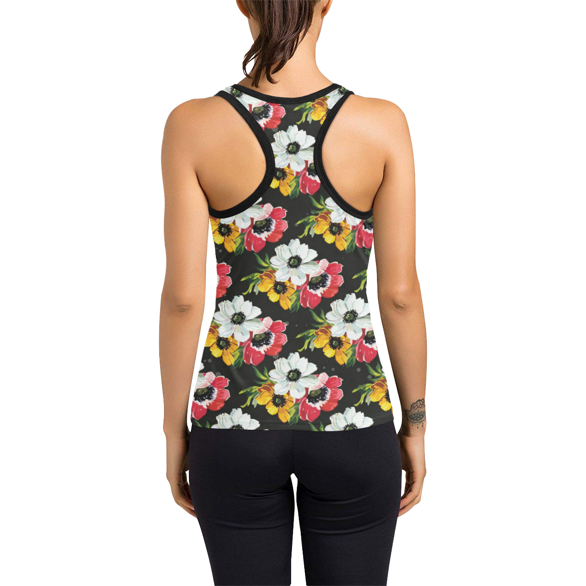 Anemone Pattern Print Design AM07 Women's Racerback Tank Top