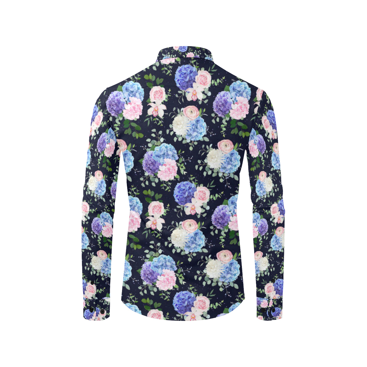 Hydrangea Pattern Print Design HD01 Men's Long Sleeve Shirt