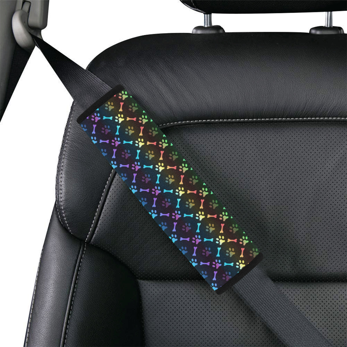 Paw Rainbow Print Car Seat Belt Cover