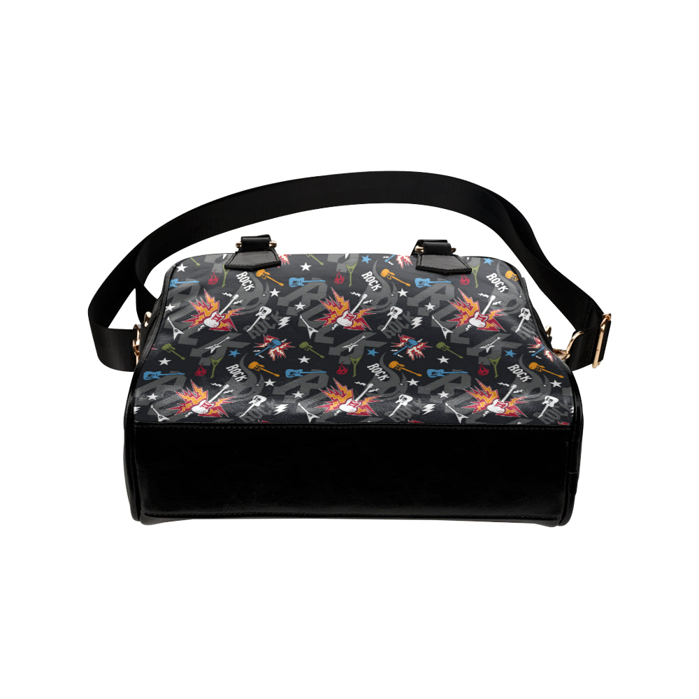 Rock and Roll Pattern Print Design A01 Shoulder Handbag