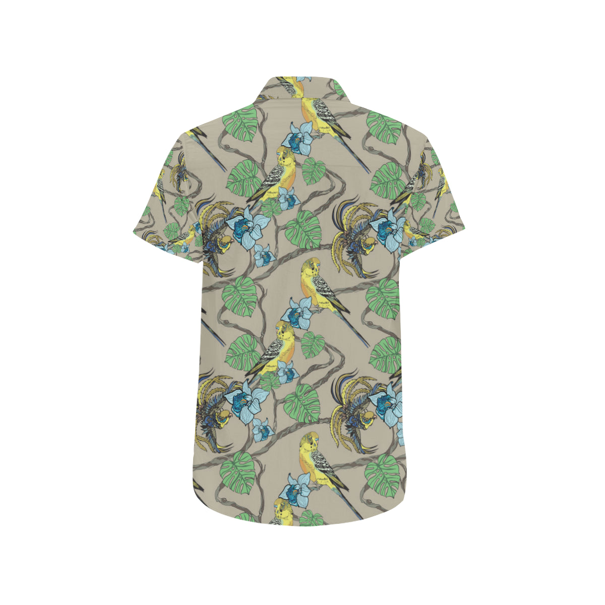 Parakeet Pattern Print Design A02 Men's Short Sleeve Button Up Shirt