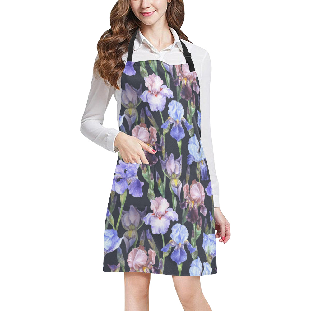 Iris Pattern Print Design IR04 Apron with Pocket