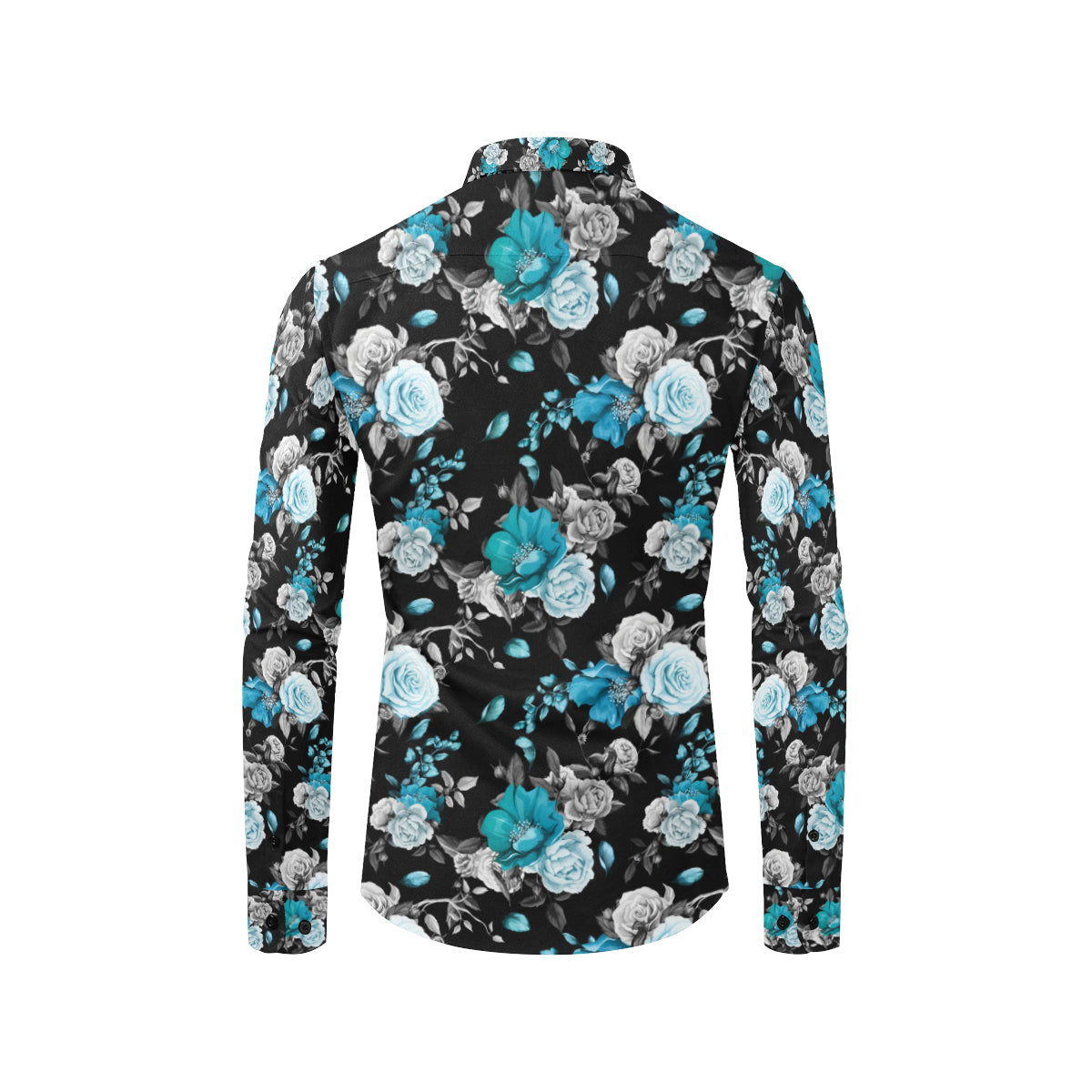 Rose Pattern Print Design A02 Men's Long Sleeve Shirt