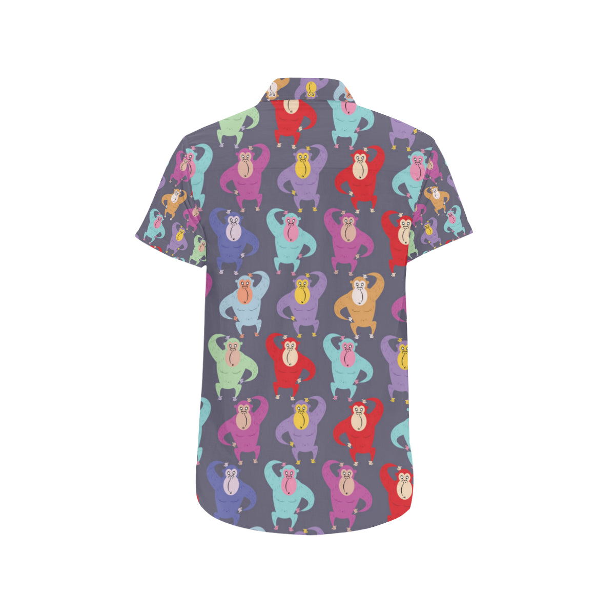 Chimpanzee Pattern Print Design 03 Men's Short Sleeve Button Up Shirt