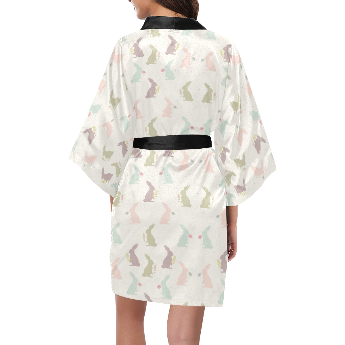 Bunny Pattern Print Design 05 Women's Short Kimono