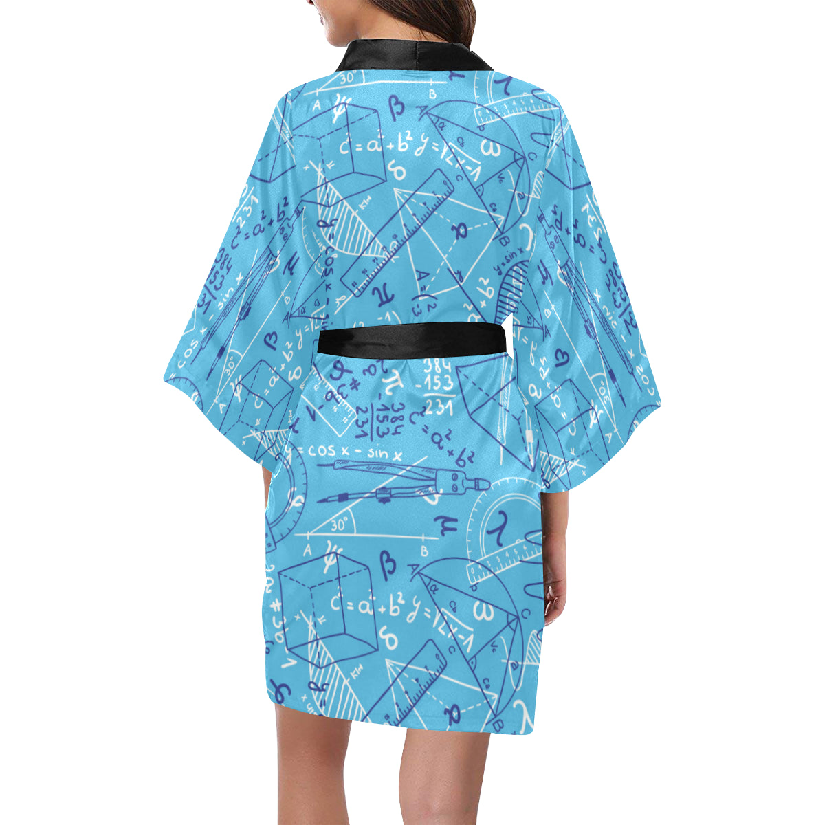 Math Pattern Print Design 02 Women's Short Kimono