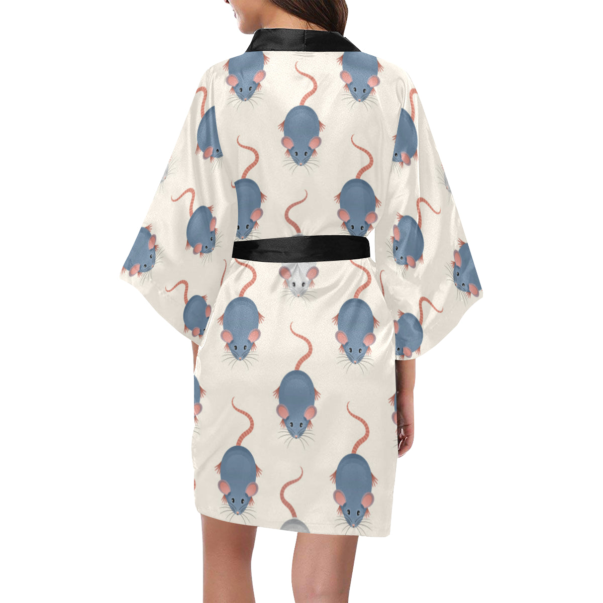 Rat Pattern Print Design 03 Women's Short Kimono