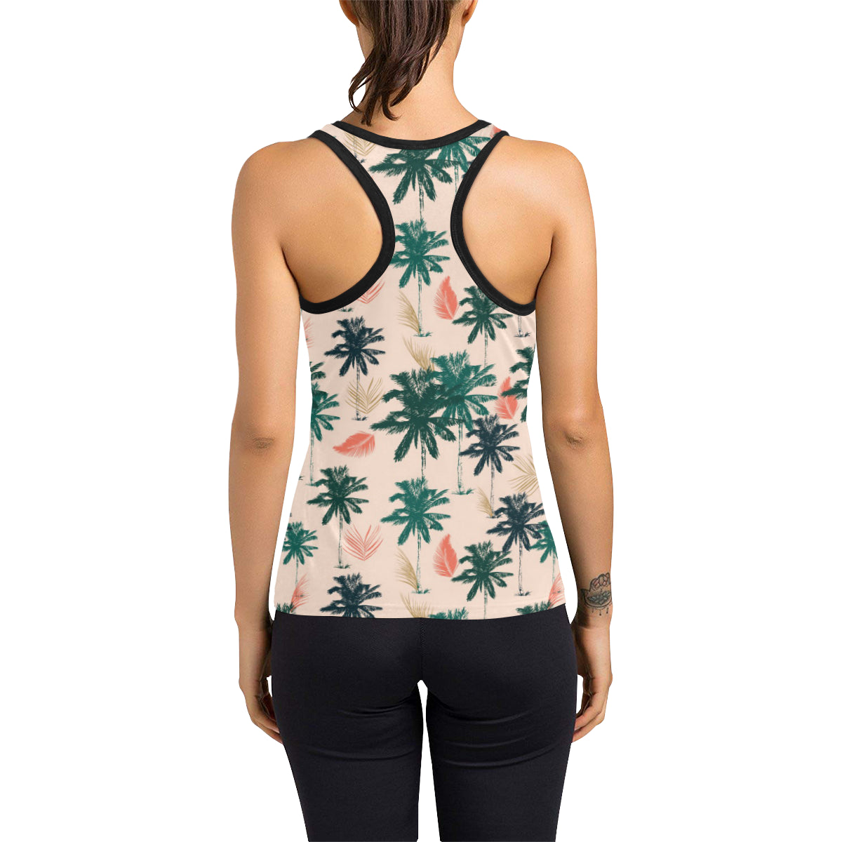 Palm Tree Pattern Print Design PT014 Women's Racerback Tank Top