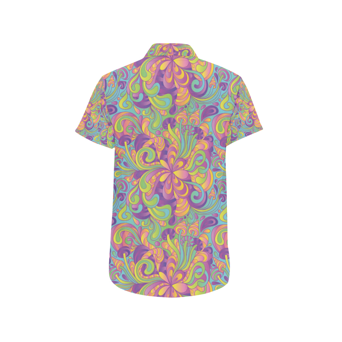 Psychedelic Mushroom Pattern Print Design A05 Men's Short Sleeve Button Up Shirt