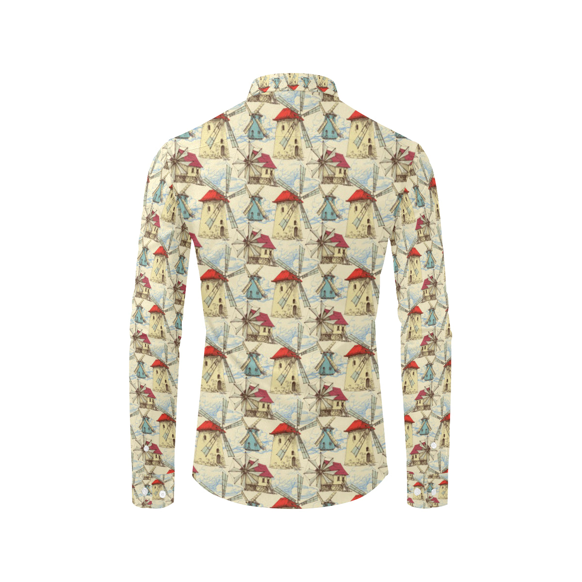 Windmill Pattern Print Design 01 Men's Long Sleeve Shirt