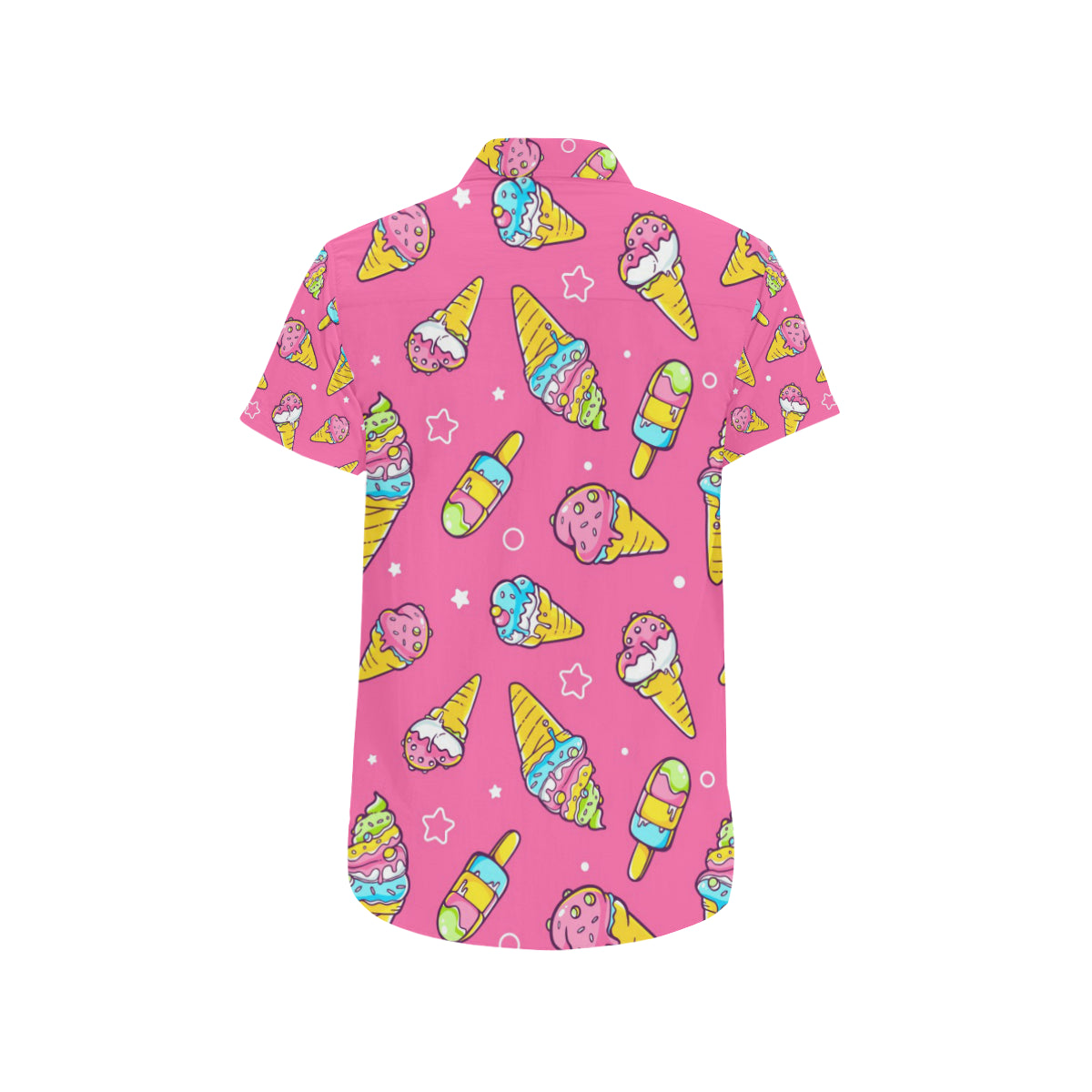 Ice Cream Pattern Print Design IC04 Men's Short Sleeve Button Up Shirt