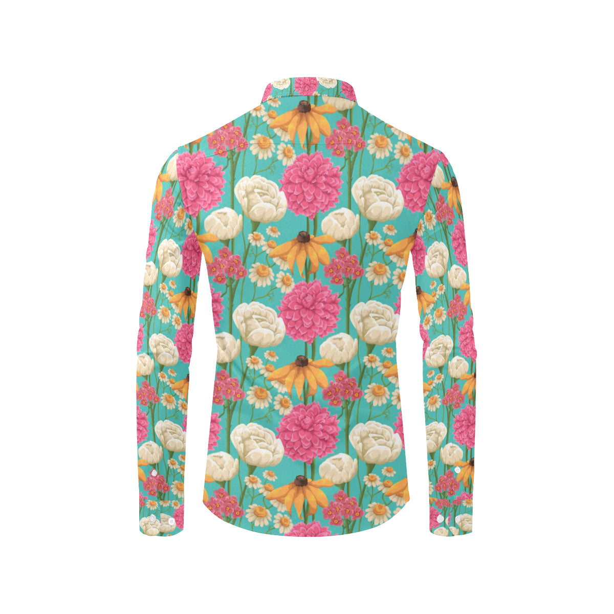 Summer Floral Pattern Print Design SF07 Men's Long Sleeve Shirt