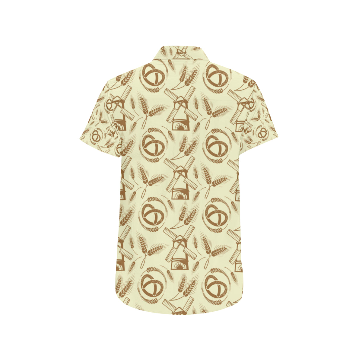 Agricultural Windmills Print Design 03 Men's Short Sleeve Button Up Shirt