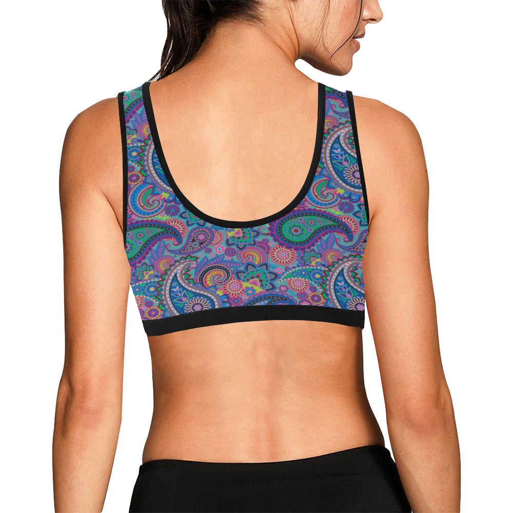 Paisley Colorful Pattern Print Design A02 Sports Bra
