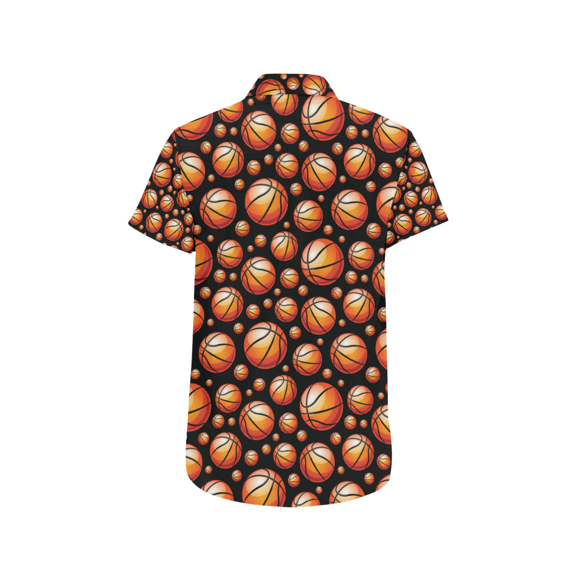 Basketball Black Background Pattern Men's Short Sleeve Button Up Shirt