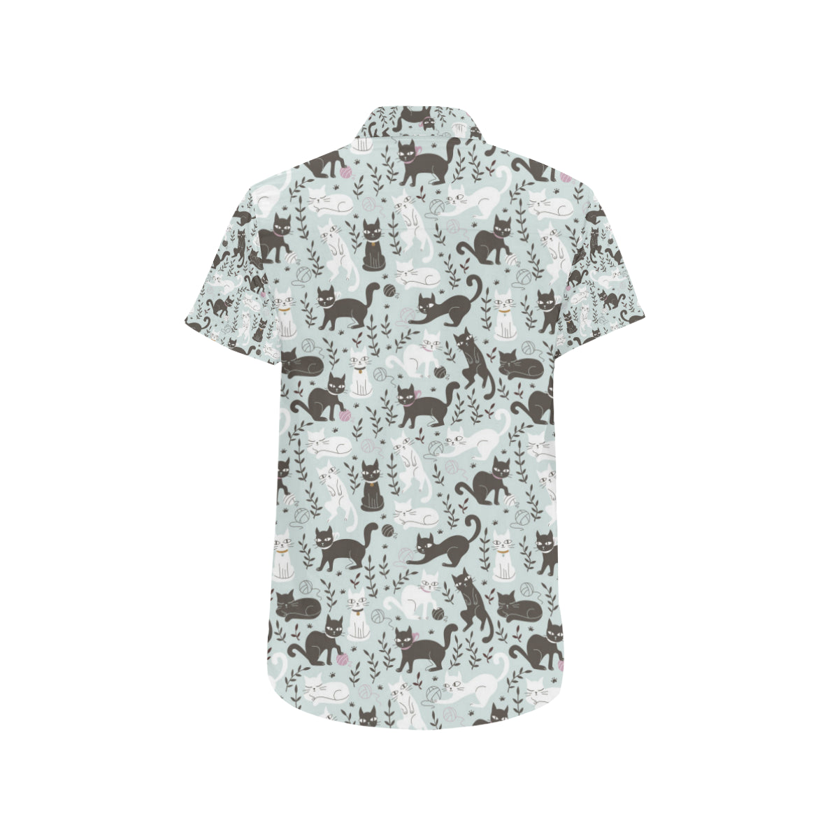 Cat Pattern Print Design 08 Men's Short Sleeve Button Up Shirt