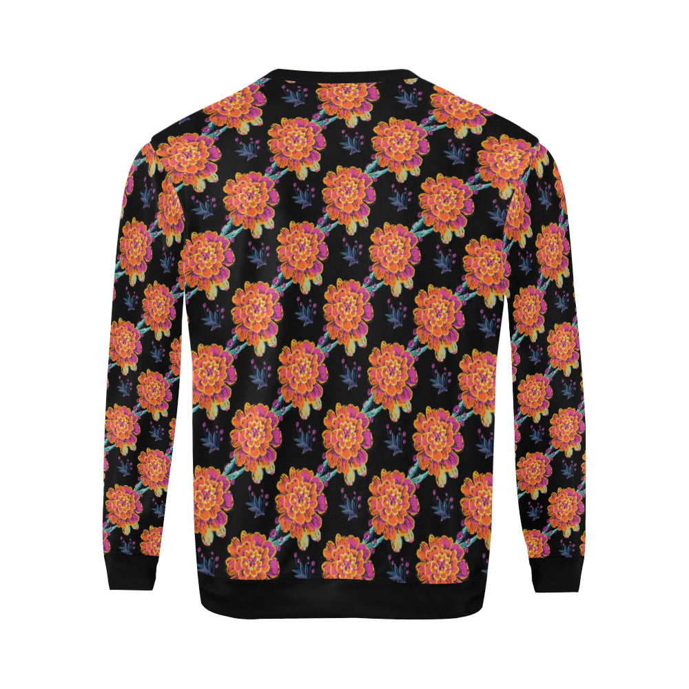 Marigold Pattern Print Design MR04 Men Long Sleeve Sweatshirt