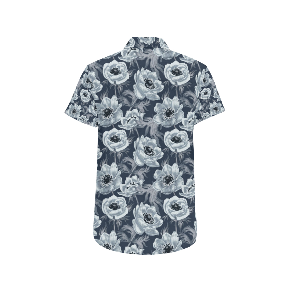Anemone Pattern Print Design AM09 Men's Short Sleeve Button Up Shirt