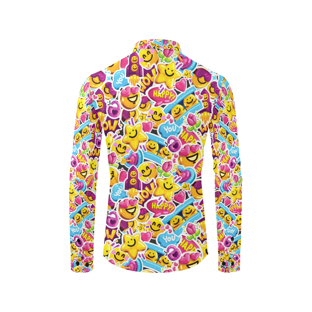 Emoji Sticker Print Pattern Men's Long Sleeve Shirt