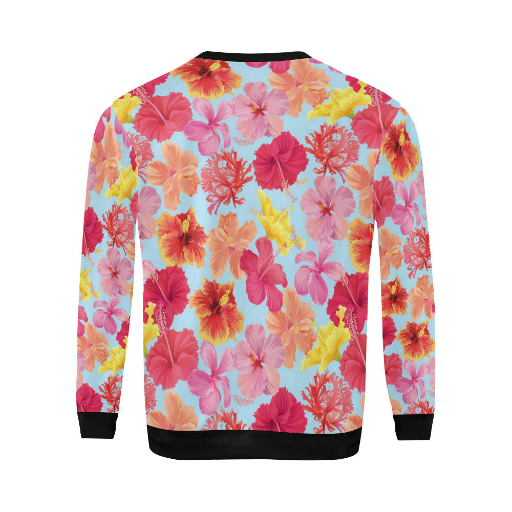 Hibiscus Pattern Print Design HB020 Men Long Sleeve Sweatshirt