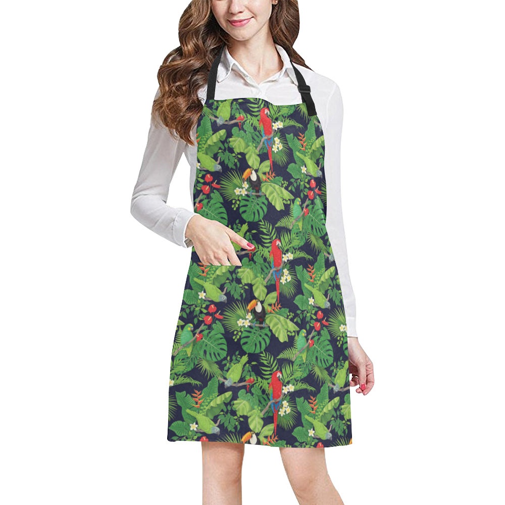 Rainforest Parrot Pattern Print Design A03 Apron with Pocket